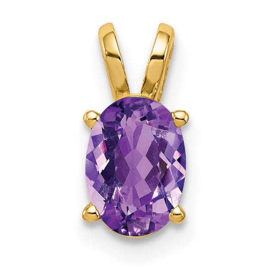 14K Yellow Gold 7x5mm Oval Amethyst pendant