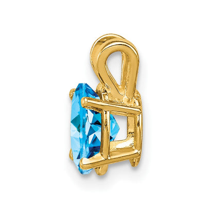 14K Yellow Gold 7x5mm Oval Blue Topaz Checker pendant