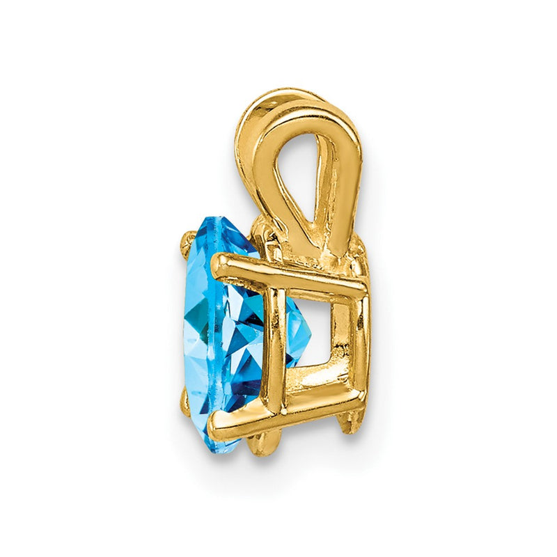 14K Yellow Gold 7x5mm Oval Blue Topaz Checker pendant
