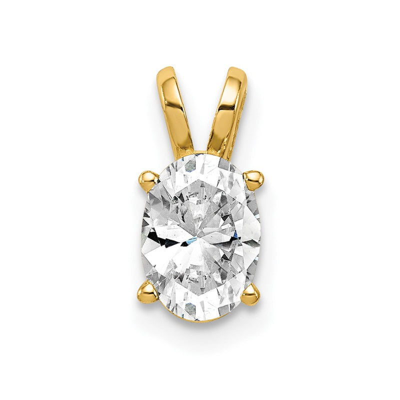14K Yellow Gold 7X5mm Oval Cubic Zirconia Pendant
