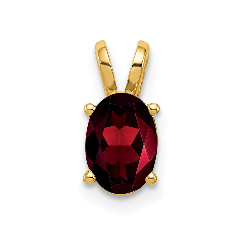 14K Yellow Gold 7x5mm Oval Garnet Checker pendant