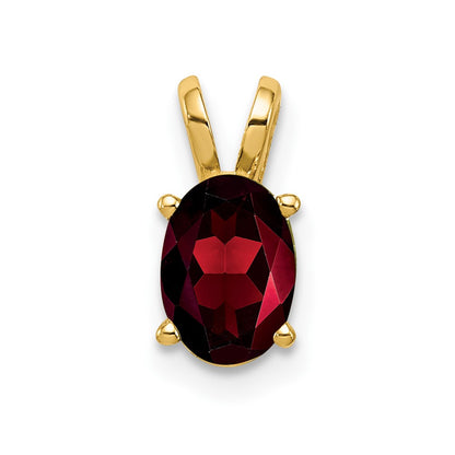 14K Yellow Gold 7x5mm Oval Garnet Checker pendant