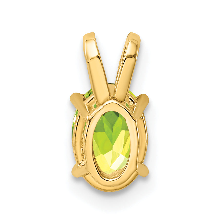 14K Yellow Gold 7x5mm Oval Peridot Checker pendant