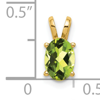 14K Yellow Gold 7x5mm Oval Peridot Checker pendant