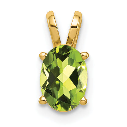 14K Yellow Gold 7x5mm Oval Peridot Checker pendant