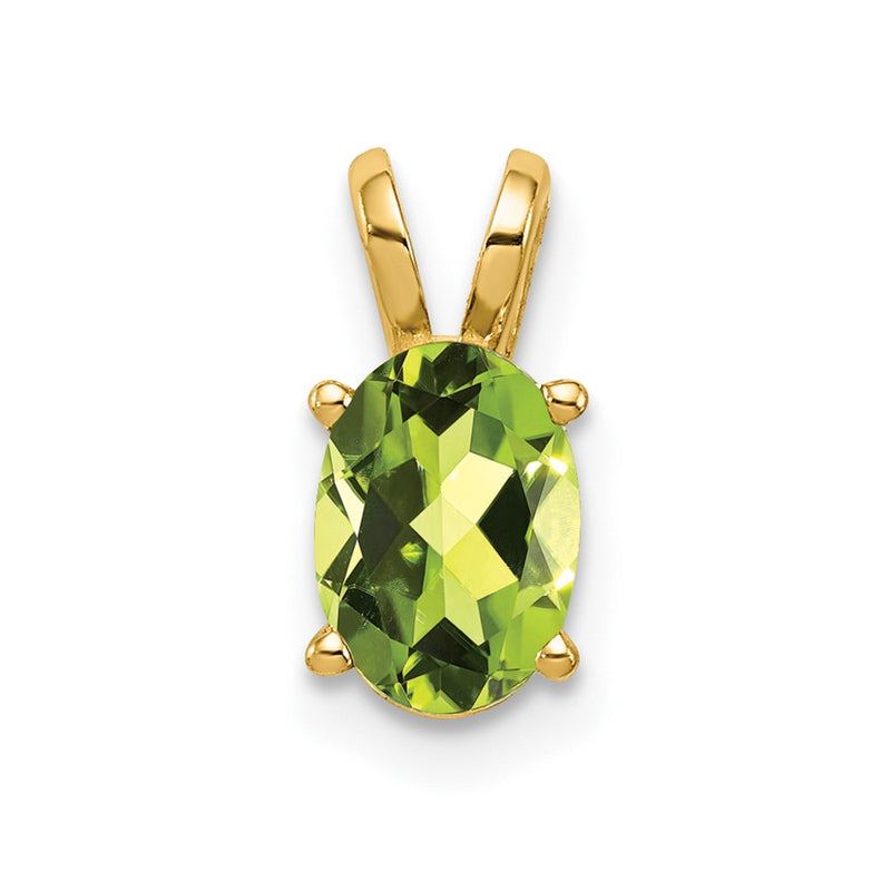 14K Yellow Gold 7x5mm Oval Peridot Checker pendant