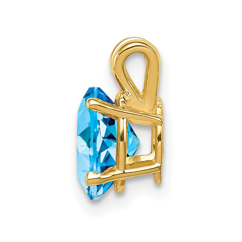 14K Yellow Gold 8x6mm Oval Blue Topaz Checker pendant
