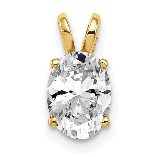 14K Yellow Gold 8X6mm Oval Cubic Zirconia Pendant