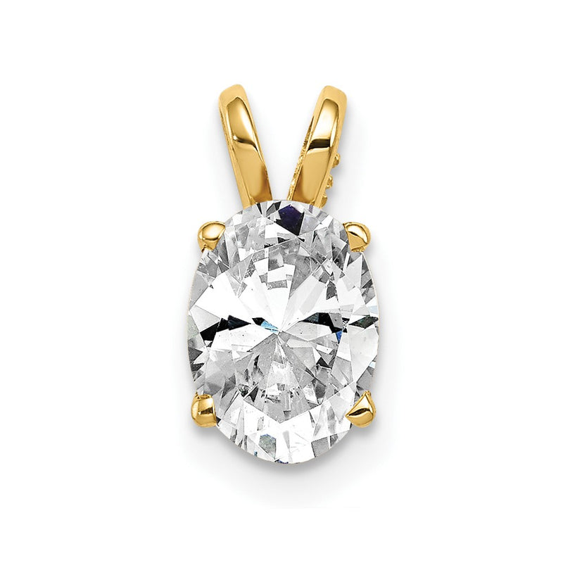 14K Yellow Gold 8X6mm Oval Cubic Zirconia Pendant