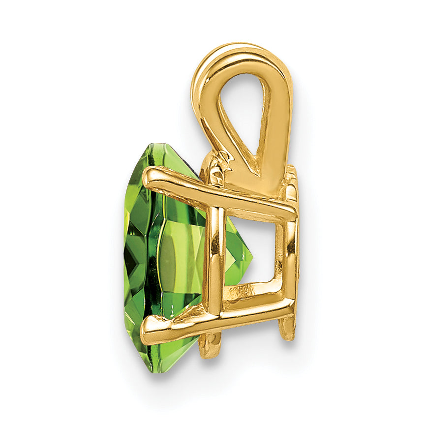14K Yellow Gold 8x6mm Oval Peridot Checker pendant