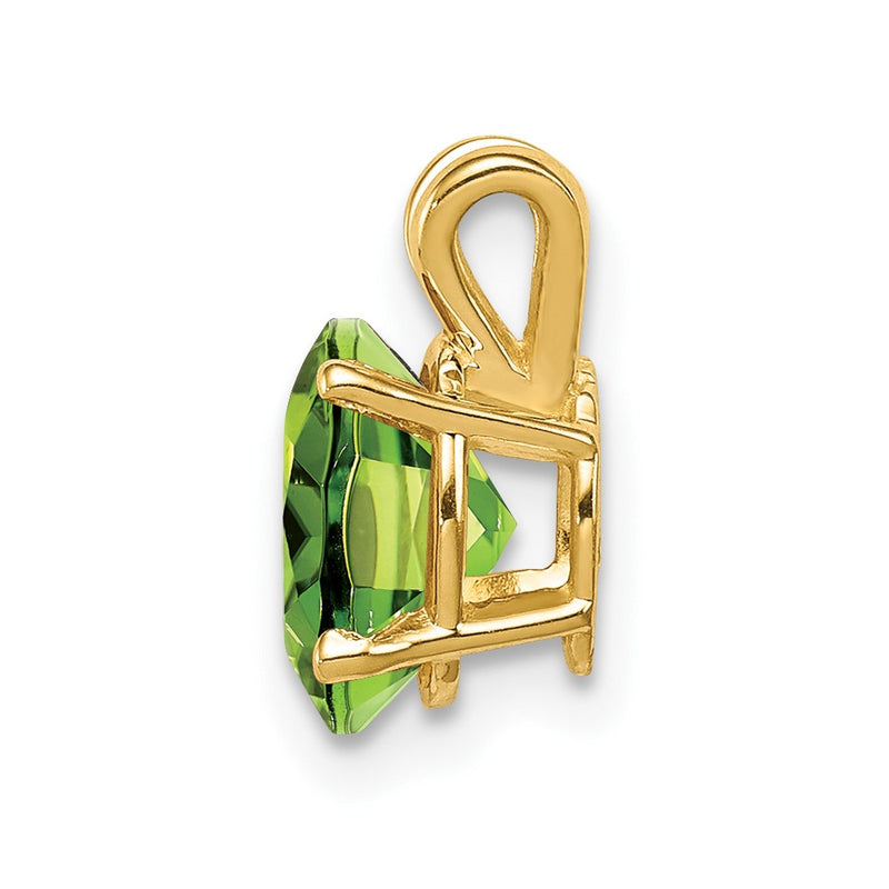 14K Yellow Gold 8x6mm Oval Peridot Checker pendant