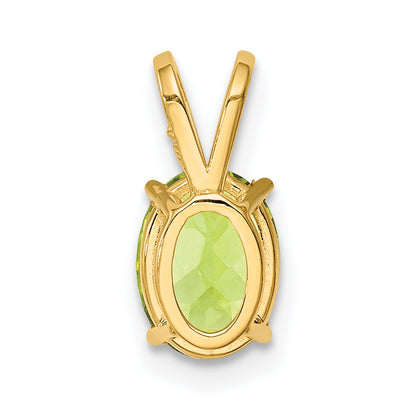 14K Yellow Gold 8x6mm Oval Peridot Checker pendant