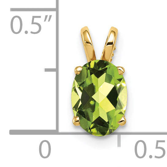 14K Yellow Gold 8x6mm Oval Peridot Checker pendant