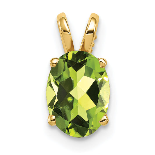 14K Yellow Gold 8x6mm Oval Peridot Checker pendant