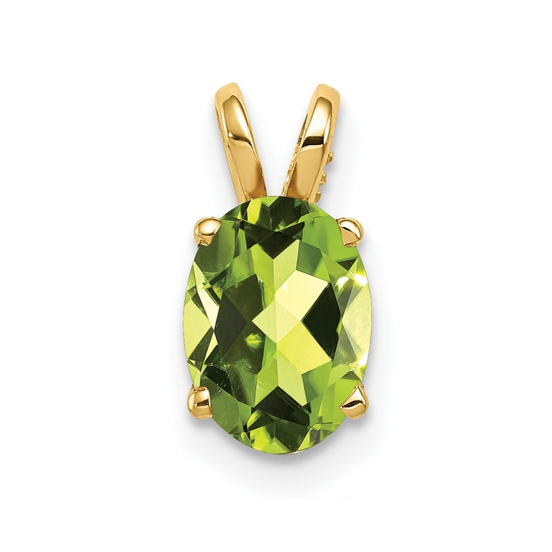 14K Yellow Gold 8x6mm Oval Peridot Checker pendant