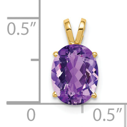 14K Yellow Gold 9x7mm Oval Amethyst pendant