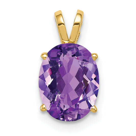 14K Yellow Gold 9x7mm Oval Amethyst pendant