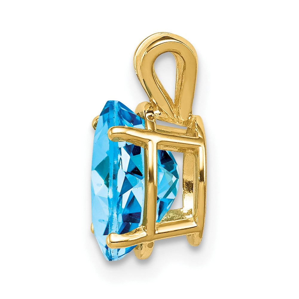 14K Yellow Gold 9x7mm Oval Blue Topaz pendant