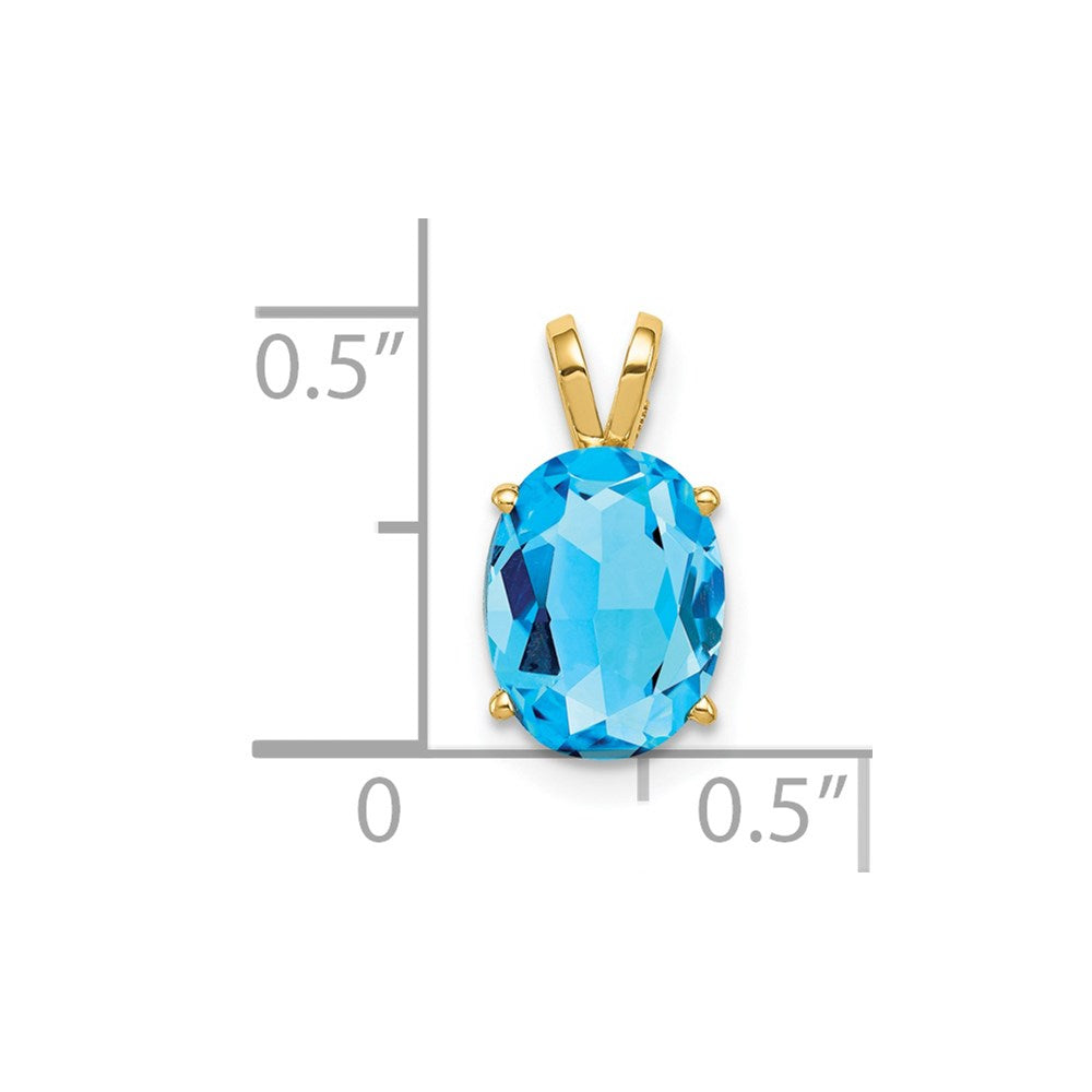 14K Yellow Gold 9x7mm Oval Blue Topaz pendant