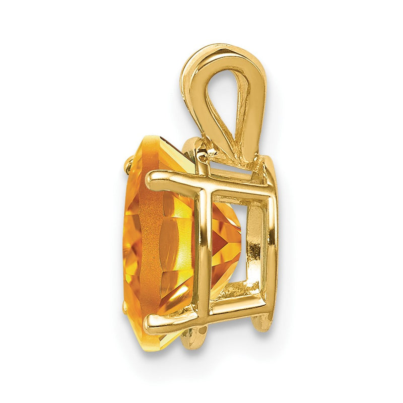 14K Yellow Gold 9x7mm Oval Citrine Checker pendant