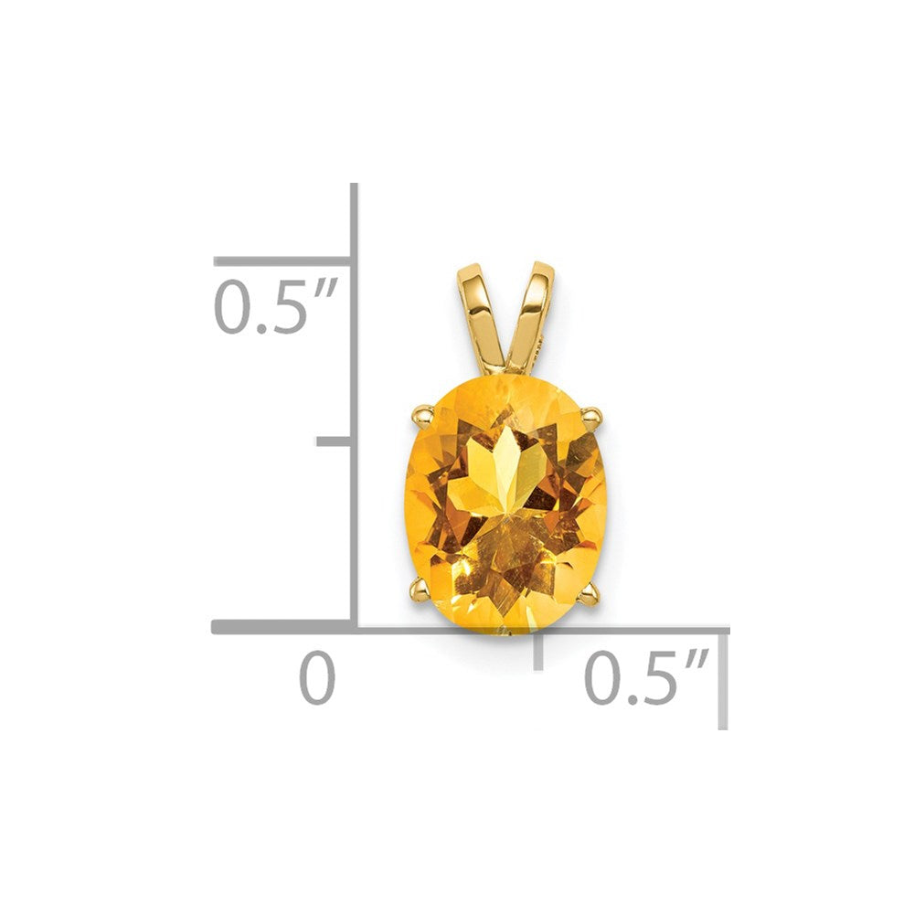 14K Yellow Gold 9x7mm Oval Citrine Checker pendant