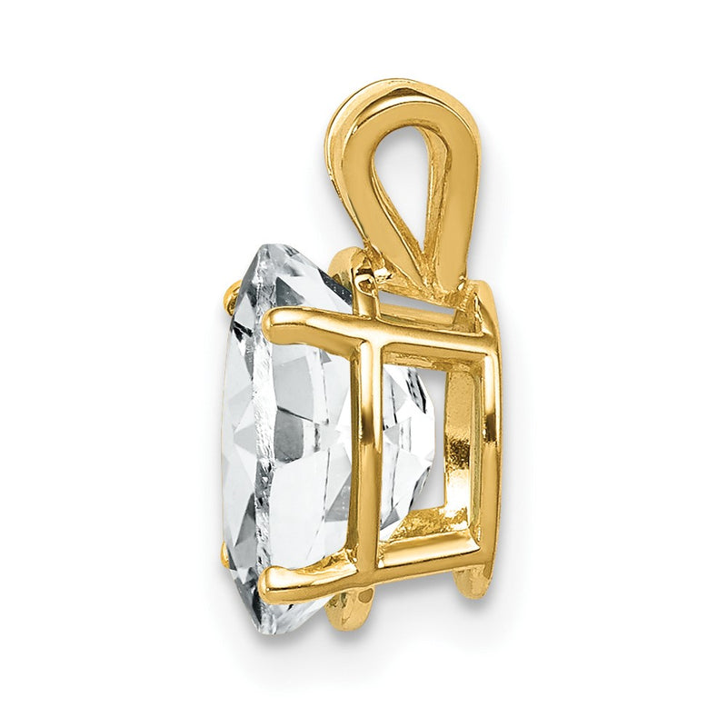 14K Yellow Gold 9X7mm Oval Cubic Zirconia Pendant