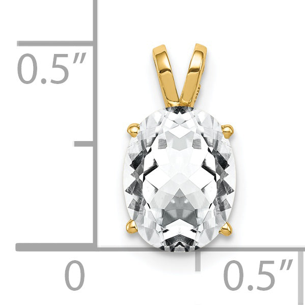 14K Yellow Gold 9X7mm Oval Cubic Zirconia Pendant