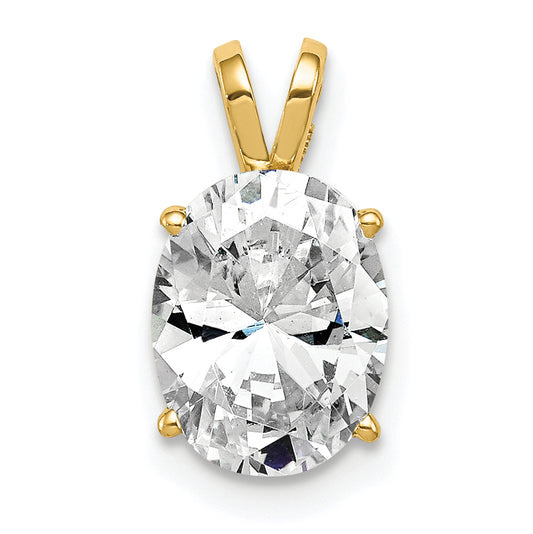 14K Yellow Gold 9X7mm Oval Cubic Zirconia Pendant