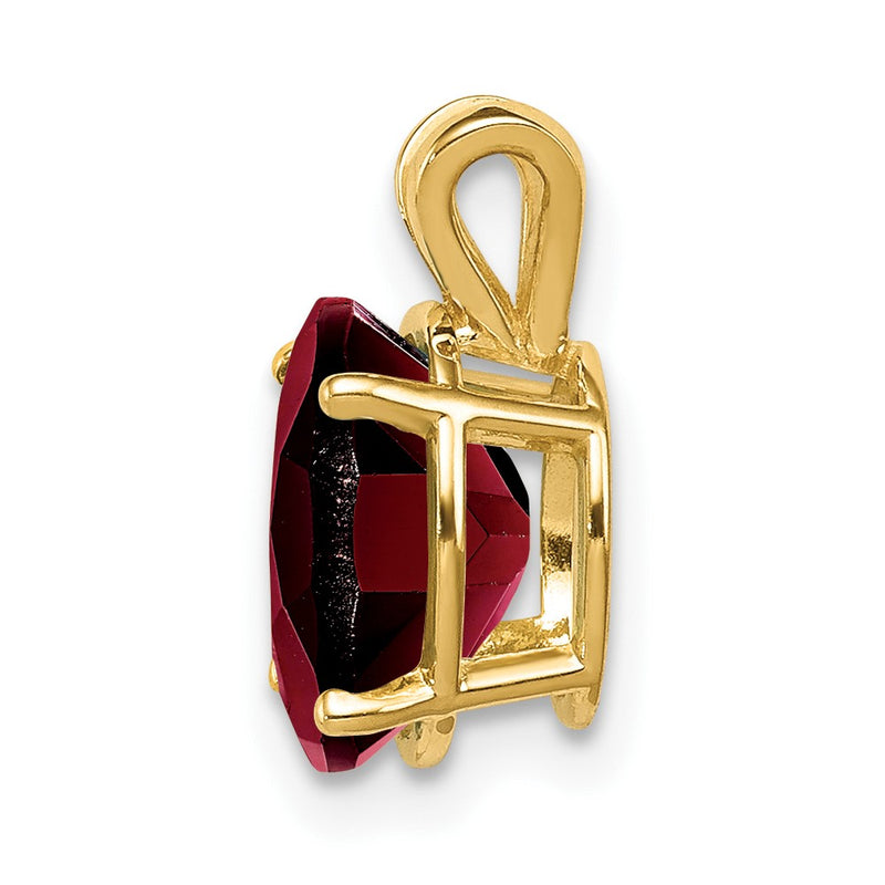 14K Yellow Gold 9x7mm Oval Garnet Checker pendant