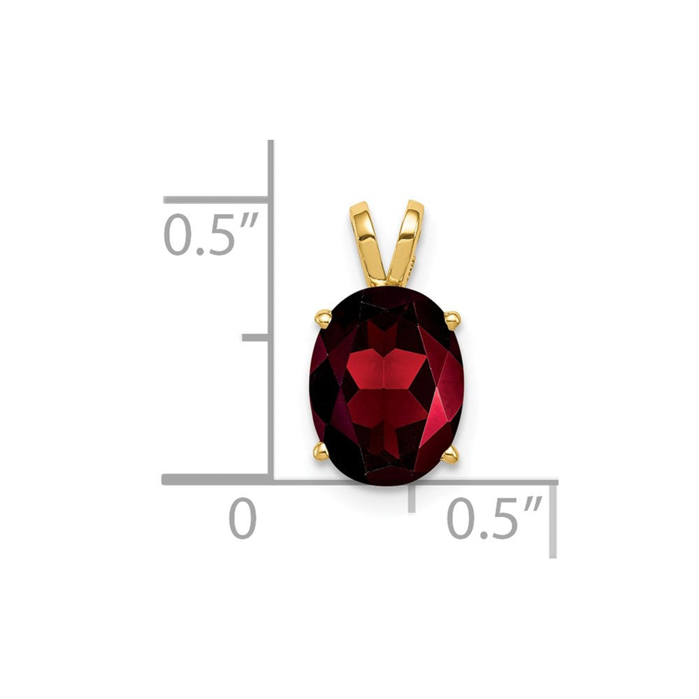 14K Yellow Gold 9x7mm Oval Garnet Checker pendant