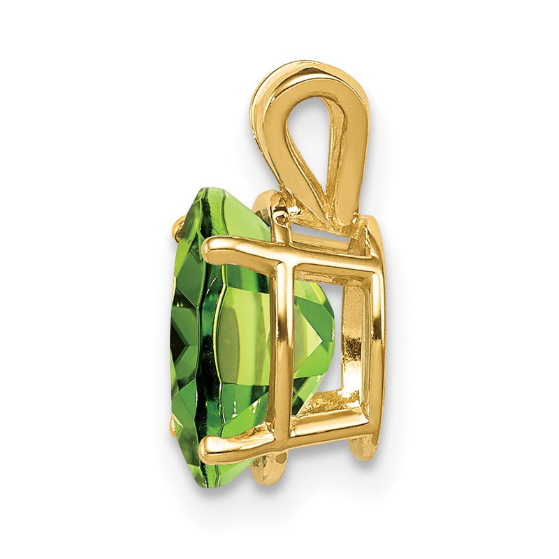 14K Yellow Gold 9x7mm Oval Peridot Checker pendant