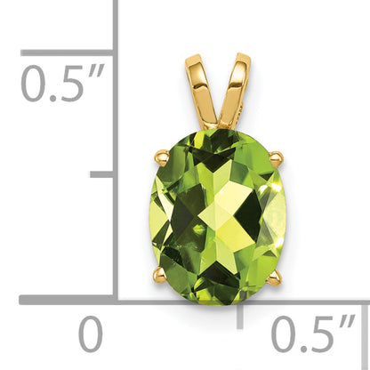 14K Yellow Gold 9x7mm Oval Peridot Checker pendant