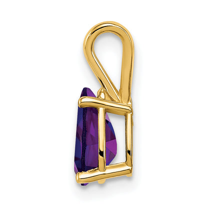 14K Yellow Gold 8x5mm Pear Amethyst pendant