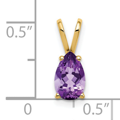 14K Yellow Gold 8x5mm Pear Amethyst pendant