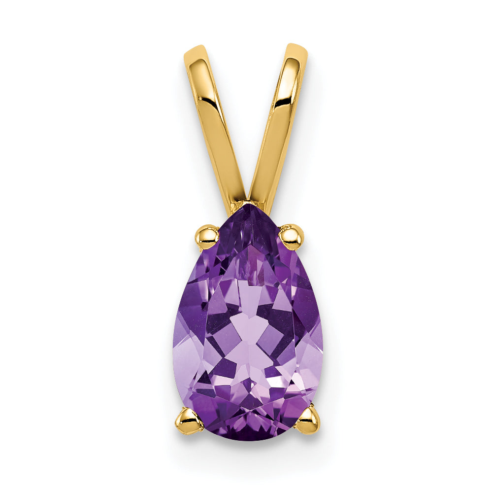 14K Yellow Gold 8x5mm Pear Amethyst pendant