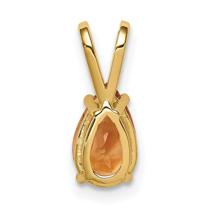14K Yellow Gold 8x5mm Pear Citrine pendant
