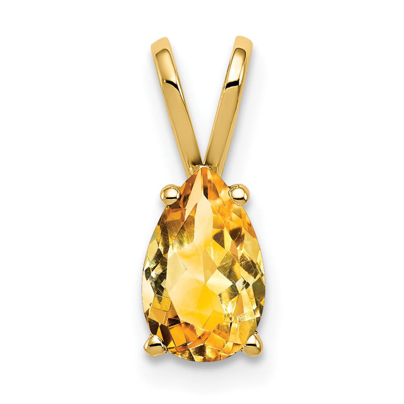 14K Yellow Gold 8x5mm Pear Citrine pendant