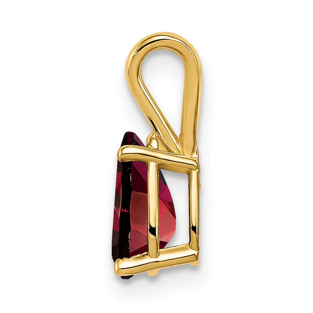 14K Yellow Gold 8x5mm Pear Garnet Checker pendant