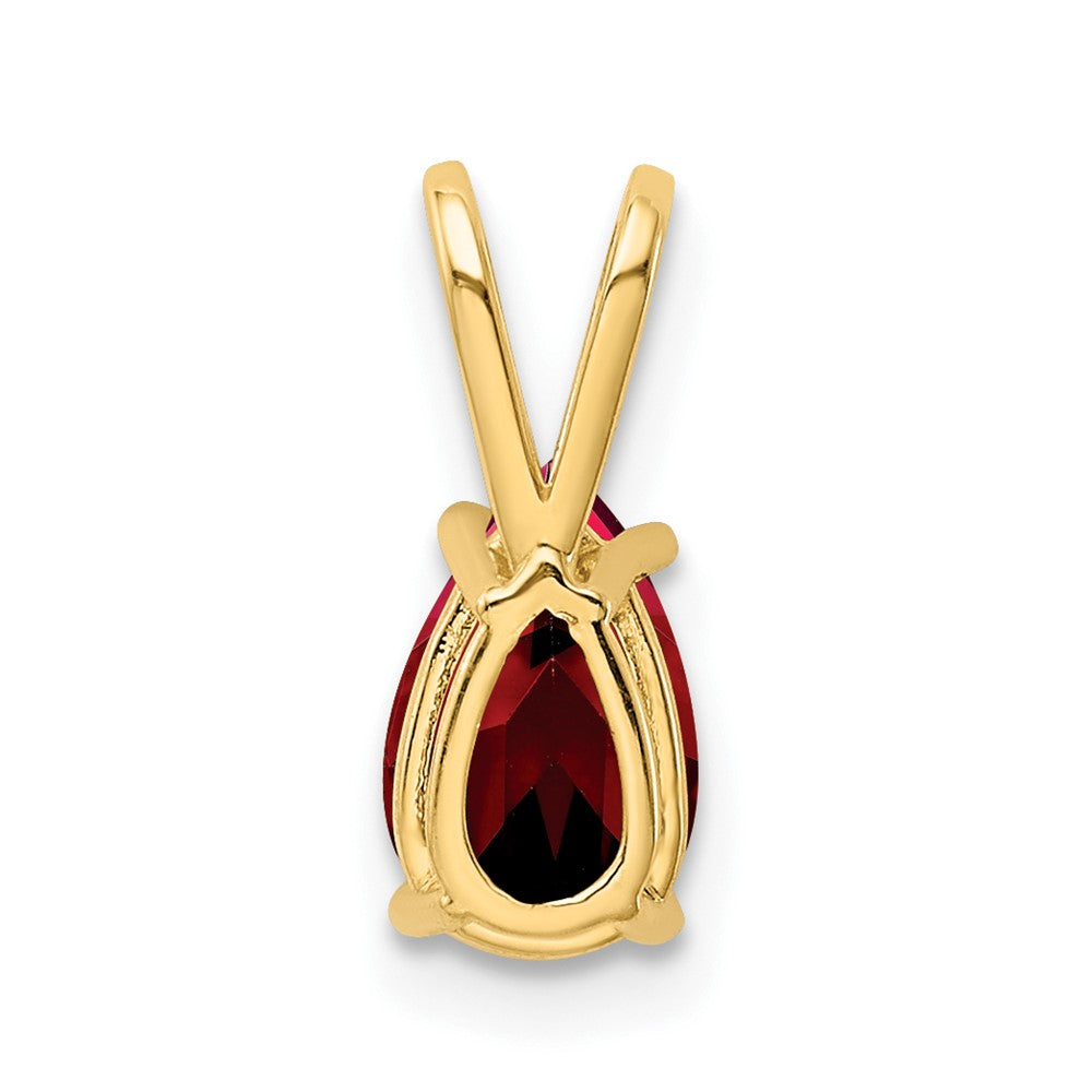 14K Yellow Gold 8x5mm Pear Garnet Checker pendant