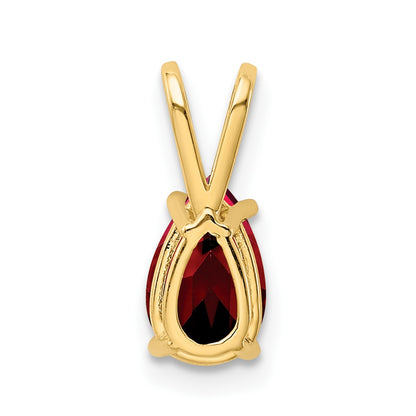 14K Yellow Gold 8x5mm Pear Garnet Checker pendant