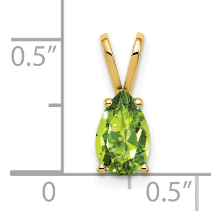 14K Yellow Gold 8x5mm Pear Peridot pendant