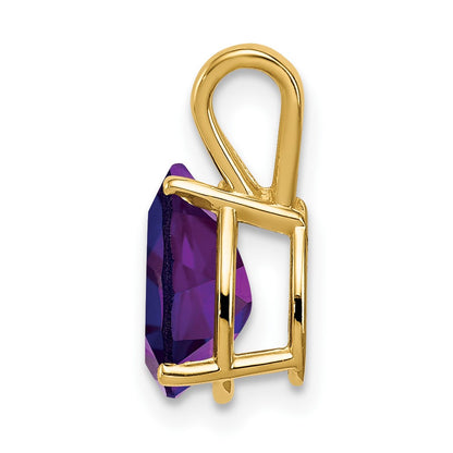 14K Yellow Gold 9x6mm Pear Amethyst Checker pendant