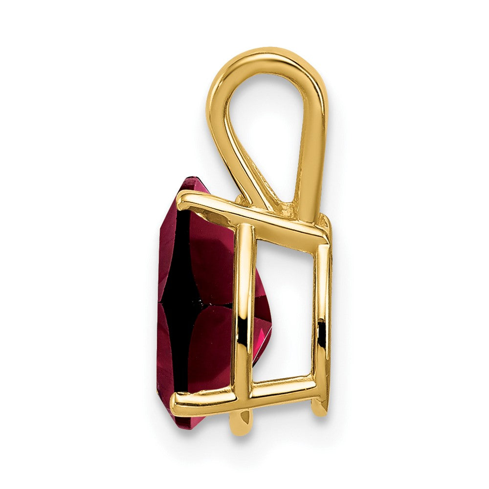 14K Yellow Gold 9x6mm Pear Garnet Checker pendant