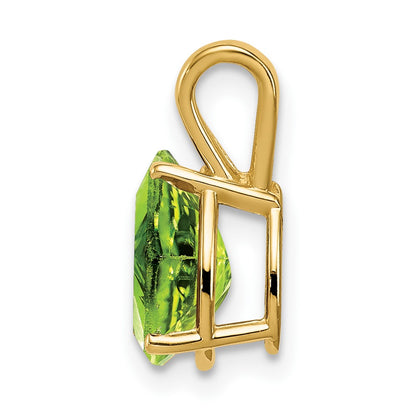 14K Yellow Gold 9x6mm Pear Peridot Checker pendant