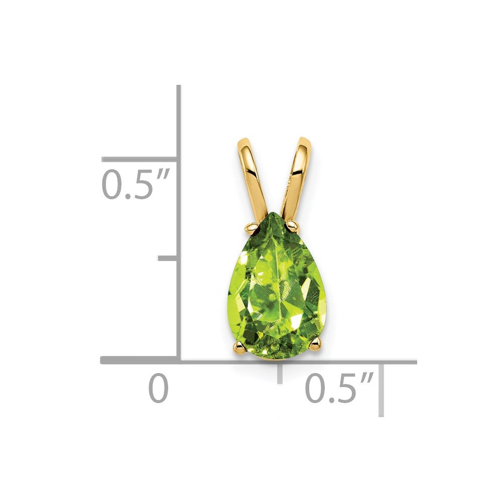 14K Yellow Gold 9x6mm Pear Peridot Checker pendant