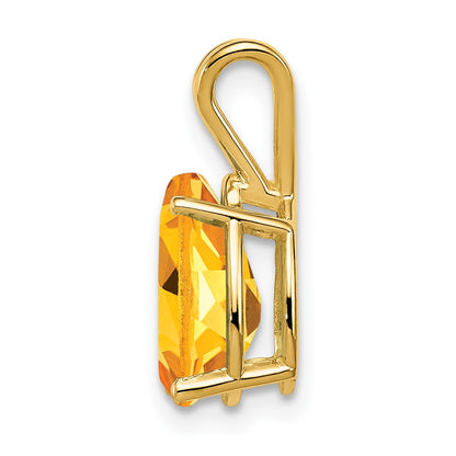 14K Yellow Gold 10x7mm Pear Citrine Checker pendant