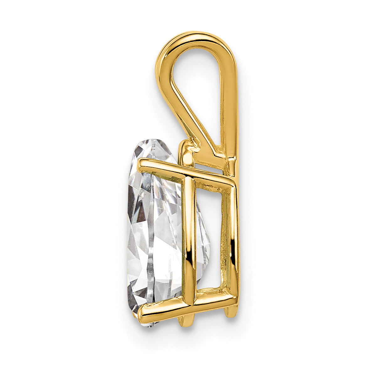 14K Yellow Gold 10X7mm Pear Cubic Zirconia Pendant