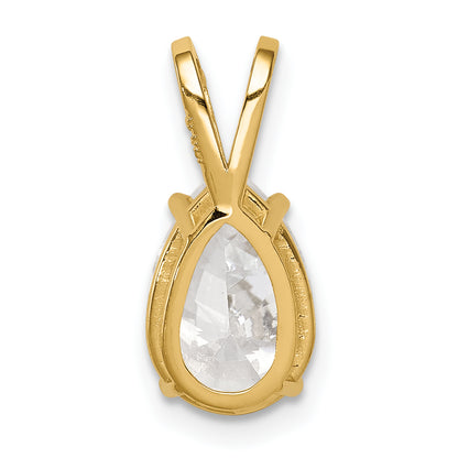 14K Yellow Gold 10X7mm Pear Cubic Zirconia Pendant