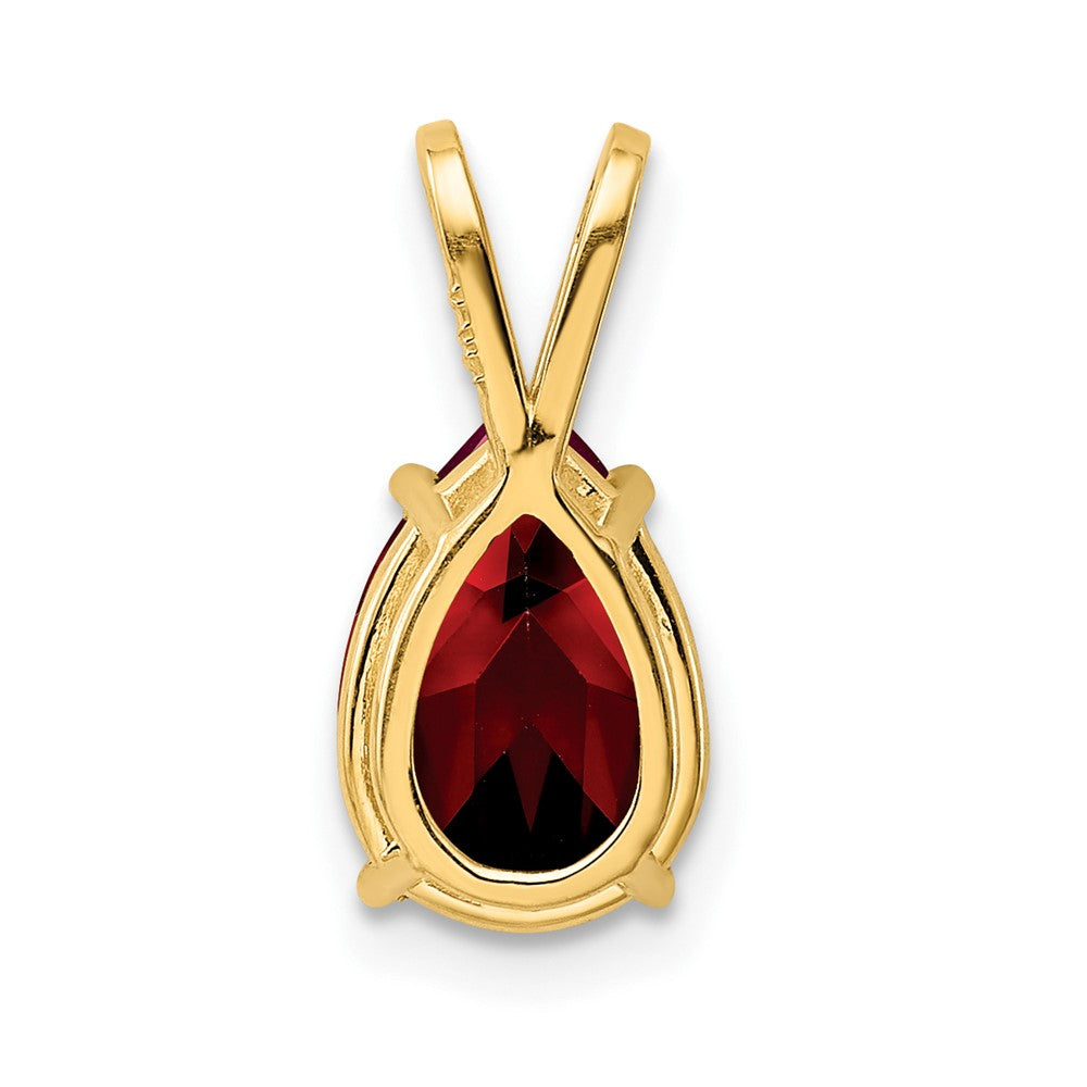 14K Yellow Gold 10x7mm Pear Garnet Checker pendant
