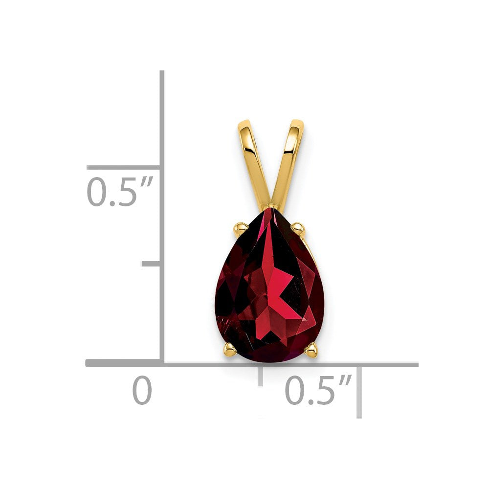 14K Yellow Gold 10x7mm Pear Garnet Checker pendant